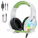 Krysenix PG1 RGB Gaming Headset für PS4, PS5, PC, Nintendo Switch, Xbox, Headset mit LED und Gaming Kopfhörer mit Mikrofon, Kopfhörer mit 3.5mm Klinke,Minz Grün