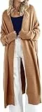 Imily Bela Strickjacke Damen Langarm Elegante, locker, lässig, V Neck, Open Front,Leicht Herbst Chunky Knit Oversized Warm Lang Pullover für Frauen mit Taschen Winter Strickcardigan (Kamel,S)
