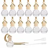 YiliYa 12 PCS 10ml Auto Parfüm Flasche Leer, Auto Aromatherapie ätherisches Öl Diffusor Flasche Leer, Rückspiegel Ornament Lufterfrischer Duft Diffusor für Auto Zuhause Büro(rund)