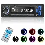 Avylet 7 LED-Farben, Auto-Stereo-Freisprecheinrichtung, Bluetooth 5.0, Autoradio, Stereo und Uhr, 4 x 60 W, FM-Radio, USB/AUX-In, MP3/WMA/WAV/SD, MP3-Player, kabellose Fernbedienung