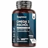 Omega 3 Öl Kapseln - 400 Weichkapseln - 1+ Jahr Vorrat - 1000mg Fischöl pro WeichKapsel - Essentielle Omega 3 Fettsäuren mit EPA 180 mg & DHA 120mg - Fisch öl Softgels - Glutenfrei - WeightWorld