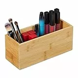 Relaxdays Ordnungsbox Bambus, schmale Aufbewahrungsbox ohne Deckel, HBT 9,5x23x9 cm, Bambusbox Küche, Bad, Büro, Natur
