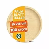 ECO SOUL runde Palmblatt Teller 15 cm (6 Zoll) (100 Stück) | 100% kompostierbar & stabil | Bio Einwegteller aus Palmblatt | Hochwertiges Einweggeschirr für Party & Dessert
