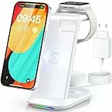 3 in 1 Ladestation iWatch und iPhone, Wireless Charger mit 18W Fast-Charging für iPhone 14/13/12/11 Pro Max/X/Xs Max/8/8 Plus, iWatch 7/6/5/SE/4/3/2, AirPods 3/2/pro & Samsung und Qi Fähige Handy