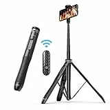 ATUMTEK 130 cm Selfie-Stick, Stativ, Selfie-Stick mit strapazierfähigem Aluminium und rutschfesten Füßen, TikTok Smartphone Stativ für iPhone und Android, Fotografie, Reisen, Live-Streaming, Schwarz