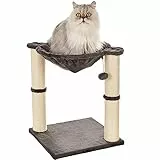 Amazon Basics Katzen-Kratzbaum mit Haus, Hängematte, Bett und Kratzstamm, 41 x 51 x 41 cm, grau