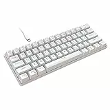 Snpurdiri 60% kabelgebundene Mechanische Gaming Tastatur, Anti-Ghosting 61 Tasten, RGB-Hintergrundbeleuchtung, Ultrakompakter Blauer Schalter, Doppelfuß, Weiß