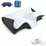 Lunava Orthopädisches Kopfkissen, Mylunava Kissen OrthopäDisches Schlafkissen, Ergonomisches Nackenkissen füR Seiten RüCken & BauchschläFer, Jede Nacht Erholsam Schlafen(Schwarz)