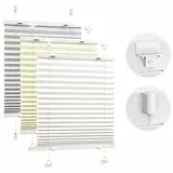 Victoria M. Easyfix Plissee Faltrollo ohne Bohren, zum Klemmen oder Kleben, Sonnenschutz Sichtschutz Fenster, 80 x 150 cm, Hellgrau