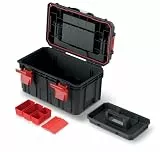 Kistenberg Werkzeugkiste Werkzeugkoffer Werkzeugkasten Werkstattkiste Toolbox Organizer im Deckel mit Boxen und Trennwänden, wasser- /staubdicht, Kunststoff S-Block Pro Abmessungen: 450 x 280 x 264 mm