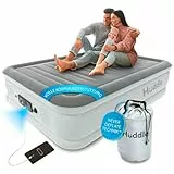 Huddle Aufblasbare Matratze Luftbett Luxuriöses selbst aufblasendes Gästebett mit revolutionärer Pumpe Luftmatratze mit praktischer Tasche Double