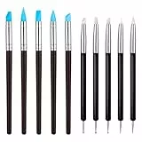 InnoHHustle 10 Stück Modellierwerkzeug Ton Werkzeug Set Clay Werkzeuge Sculpting Tools Dotting Tool Silikon Pinsel Doppelkopf Modelier für Keramik Skulptur Malerei Nail Art (Schwarz)