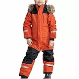 Awrvia Schneeanzug Kinder Warmes Daunenjacke Set Wasserdichter Winter Skijacke Softshell Dickere Skihose Fellkragenkapuze Winddichter Skianzug Reflektierenden Skibekleidung für Kinder Skioverall
