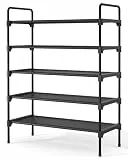 Kitsure Schuhregal für Schrank, stabile Schuhablage für den Eingangsbereich, platzsparendes kleines Schuhschrank Schmal und Schuhschrank, 70.0 cm Wide - 5 Tier, schwarz
