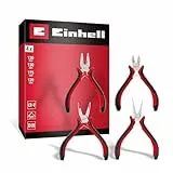 Original Einhell Feinmechaniker-Zangen-Set 4-tlg. (Seitenschneider, Kombizange, Spitzzange, Rundzange, CV-Stahl, gehärtet, Blattfeder, ergonomische Griffe)