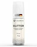 GoodBake Essbarer Glitzer Silber 6g | zuckerfrei, vegan & geschmacksneutral | Glitzer für Getränke, Cocktails, Torten mit Lebensmittelfarbe Pulver | Made in DE | Edible Glitter | Glitzerpulver essbar