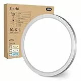 slochi LED Deckenleuchte Flach 24W 2800LM, 3Farben - 3000K/4000K/6500K, Ø30CM Deckenlampe IP54 Wasserfest Rund Badlampe, Modern LED Lampen für küche Badezimmer Schlafzimmer Wohnzimmer, Nickelfarbe
