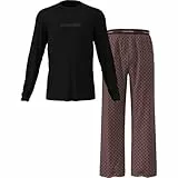 Calvin Klein Herren Pyjama-Set Tee Pant Lang, Mehrfarbig (Black Top W/Bijou Modern Bijou Mo), S