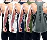 Boyzn 5er Pack Herren Workout Tank Top, Sommer Ärmelloses T-Shirts Gym Tanktop Schnelltrocknendes Muskelshirt Fitnessstudio Workout Weste Bodybuilding Sleeveless Sport Laufshirt für Männer 5P03-L