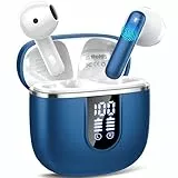Bluetooth Kopfhörer, Kopfhörer Kabellos Bluetooth 5.4 In Ear Kopfhörer mit 4 ENC Noise Cancelling Mikrofonen, 40Std Ohrhörer mit LED Anzeige USB-C, IP7 Wasserdicht Earbuds für Sport Studium, Blau