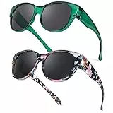 LVIOE 2 Paar Polarisierte Überzieh Sonnenbrillen für Damen, Trendige Sonnenbrille zum Überziehen mit UV400 Schutz