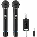 TONOR Mikrofon Kabellos, Bluetooth Wiederaufladbares Funkmikrofon, Metall UHF Drahtloses Mikrofon Set, 2x25 Einstellbare Wireless Microphone für PA Anlage Karaoke Hochzeit Party Konferenz 100m, TW720