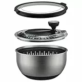 SILBERTHAL Salatschleuder Edelstahl mit Deckel 4,5l groß & rutschfestem Boden - Salad Spinner mit Kurbelantrieb & Stopptaste - BPA-frei & Spülmaschinenfest