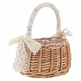 2 Stücke Mini Geflochtener Blumenkorb Rattankorb Obstkorb Holz Blumentopf Rattan Korb Wicker Basket Blumenmädchen Körbchen für Blumenarrangement Hochzeit Tischdeko Shabby Chic Landhausstil Deko