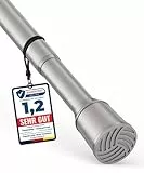 MEISENBERG Duschstange zum Klemmen 370-420cm, Grau, Ø 32 mm - Gardinenstange ohne Bohren - Teleskopstange Vorhang - Spannstange für Fenster, Dusche und Trennwand