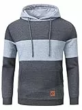 YuKaiChen Herren Pullover Herren Patchwork Hoodie Langarm Jacquard Kaputzenpullover Farbblock Sweatshirt mit Taschen Dunkelgrau Hellgrau Dunkelgrau Mittel
