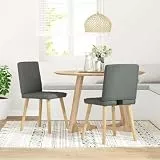 toolkix Esszimmerstühle 2 STK Dunkelgrau Stoff gepolstert mit Schaumstoff Sitzfläche und Rückenlehne Metall-Holz Gestell ergonomisch für Küche Wohnzimmer Büro Gästezimmer