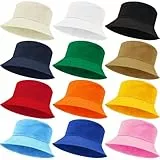 TESIN 12 Stück Fischerhüte Bucket Hat Unisex, Faltbar Baumwolle Fischerhut, Outdoor Reise Strandhut, Freizeithut Sommermütze Herbst Camping Reisen Wandern