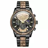 OLEVS Herrenuhr Analog Quarz Holz Armbanduhren Luxus Kleid Chronograph Edelstahl Wasserdicht Leuchtende Uhren Herren Geschenk