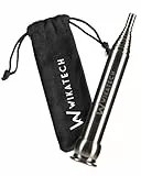 WIKA Teleskop Blasrohr mit Baumwollbeutel - Feuerblasrohr mit Mundstück für Lagerfeuer und Grill - Outdoor Survival Gadget (Edelstahl/Alu + Länge 10cm bis 54cm)