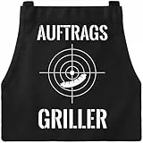 MoonWorks Grill-Schürze Auftrags-Griller Fadenkreuz für Herren mit Spruch Schwarz unisize