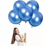 Luftballons Metallic Blau Groß 45cm/18 Zoll für Party Glänzende,5 Stück Riesen Metallisches Chrom Blau Latex Luftballons XXL Runde Helium Ballons für Geburtstag,Hochzeit,Babyparty Weihnachts Dekor