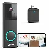 CPVAN WLAN Video Türklingel mit Kamera 2K HD Kabellose Doorbell mit Chime, Akku Video-Türsprechanlage mit PIR-Bewegungserkennung, 2-Wege-Audio, unterstützt Alexa, SD-Karte & Cloud-Speicher