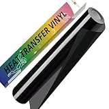 HTVRONT Plotterfolie Textil Schwarz - 30.5cm × 152.4cm Flexfolie Plotter Textil, Textilfolie Plotter Schwarz zum Aufbügeln auf T-Shirt, Iron on Folie für Silhouette Cameo