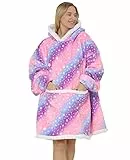 JOJJJOJ Übergroße Hoodie-Decke mit riesiger Tasche bequeme Sherpa Fleece Decke Kapuzenpullover warmes Sweatshirt Bademantel für Damen Herren Teenager Geschenk