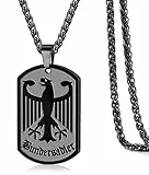Rajputana Deutschland Adler Kette Für Herren Halskette Herren Schwarz Bundesadler Reichsadler Edelstahl Kette Männer Schmuck
