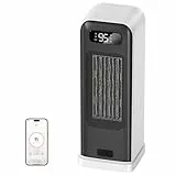 FLANUR Smarter Heizlüfter, 1500W Energieeffiziente Tragbare Keramik Heizlüfter, 12-Std-Timer, 70° Oszillierend, Überhitzungs-Kippschutz, WLAN- und Sprachsteuerung, Weiß, 1 Pack+4 Modi