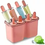HOMQUEN Eisformen für Eis am Stiel, wiederverwendbar, leicht zu lösen, für Kinder, viele Formen, hausgemachte Stieleis-Formen, BPA-frei, 8 Mulden, Rosa