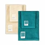 Pantone Handtücher fürs Bad und Bidet, Frottee, 100 % reine Baumwolle, Öko-Tex-zertifiziert, 2 Sets Handtücher 50 x 100 cm und 40 x 50 cm, weich und saugfähig, auch als Handtuch für das Fitnessstudio,