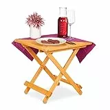 Relaxdays Klapptisch aus Holz, für Wohnzimmer, Balkon & Terrasse, tragbar, stabil, Beistelltisch HBT: 50x50x50 cm, Natur