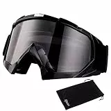 Japace Motorradbrillen Skibrille Anti Fog UV Schutzbrille mit Double Lens Schaumstoffpolsterung für Outdoor Aktivitäten Skifahren Radfahren Snowboard Wandern Augenschutz (Schwarz, Saubere Linse)