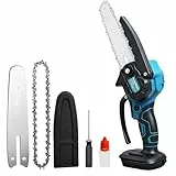 6-Zoll Mini Akku Kettensäge, 18V Handkettensäge, kabellose Kettensäge für Baumtrimmen, Astschneiden, Gartenpflege, Holzarbeiten & Camping(Reiner Kupfermotor)