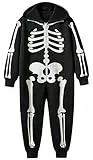 Ocean Plus Halloween Druck Overall Pyjamas Eltern-Kind Schlafoveralls Jungen und Mädchen Leuchtender Skelettdruck (8Y (140), Kind)