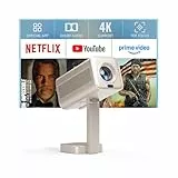 Smart Mini Beamer 4k [Kompatibel mit Netflix & Dolby Audio] VOPLLS TOF Autofokus/Trapezkorrektur 28000 Lumen Projektor, WiFi6 Bluetooth Full HD 1080P 210° Drehbar Beamer Heimkino/Outdoor für Handy/PC