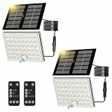 Realky Solarlampen für Außen mit Fernbedienung,Außenlampe mit bewegungsmelder,IP65 Wasserdichte Solarleuchte mit Drei Farbtemperaturen für Garage, Garten, Haustüren, Rasen-2 Stück