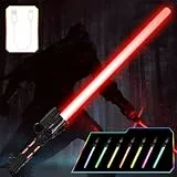 OSDUE Lichtschwert für Kinder, RGB 7 Farben LED Laserschwert, Laser Sword mit Beleuchtung & Sound, Elektronisches Spielzeug-Lichtschwert für Halloween Verkleidung, Silvester-Partyzubehör, Schwarz
